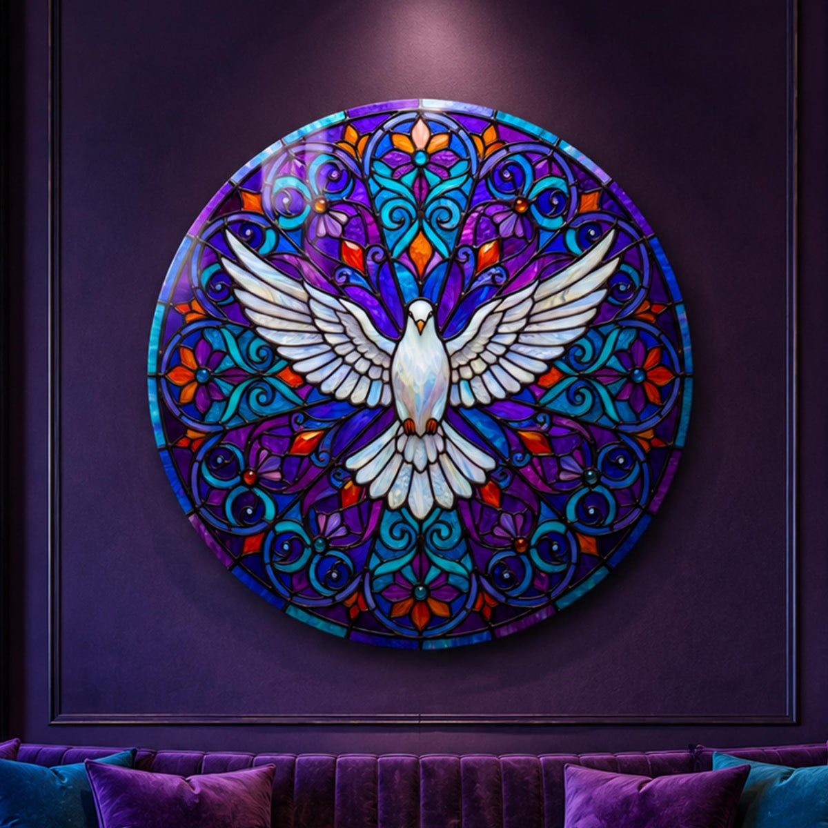 White Dove In Bloom — tempered glass, ultra HD print, ready to hang