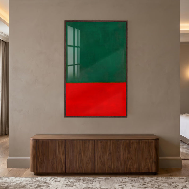 Emerald Crimson Divide with walnut frame