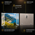 Amalfi Window View — tempered glass, ultra HD print, ready to hang