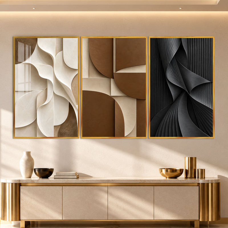 Sculptural Curves with gold frame