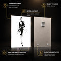 Monochrome Fashion Muse — tempered glass, ultra HD print, ready to hang