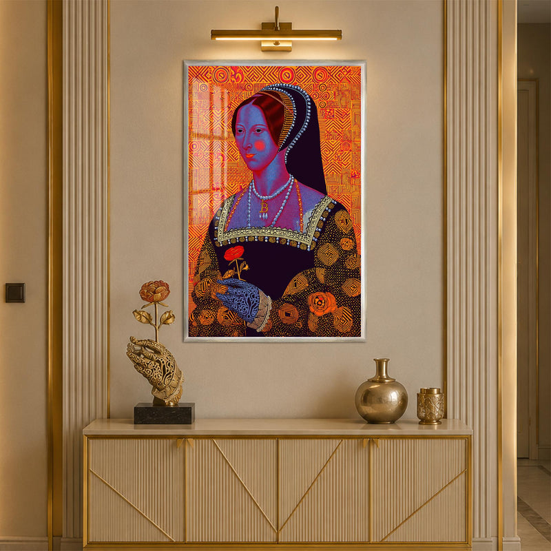 Neon Tudor Muse with silver frame