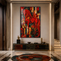 Artronauts Glass Print 12x18 cm | 4.7"x7.1" / Walnut Scarlet Mosaic Horse Glass Wall Art