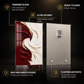 Crimson Ivory Flow — tempered glass, ultra HD print, ready to hang