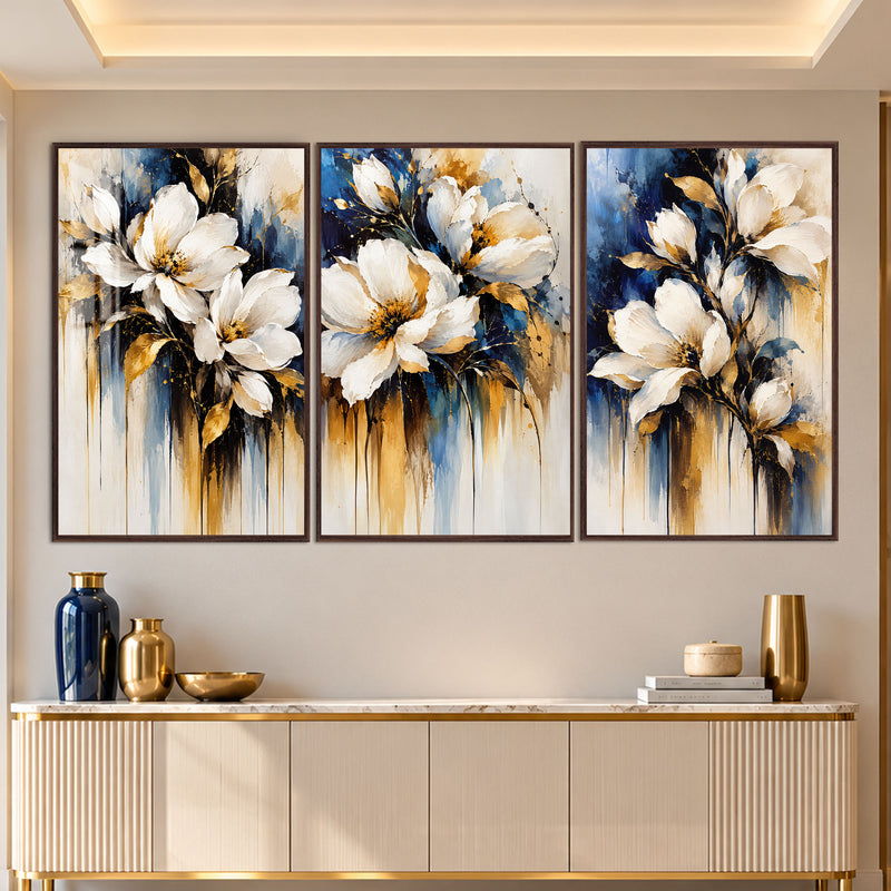 Golden Bloom with walnut frame