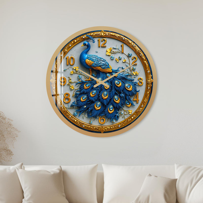 Regal Blue Peacock with gold frame