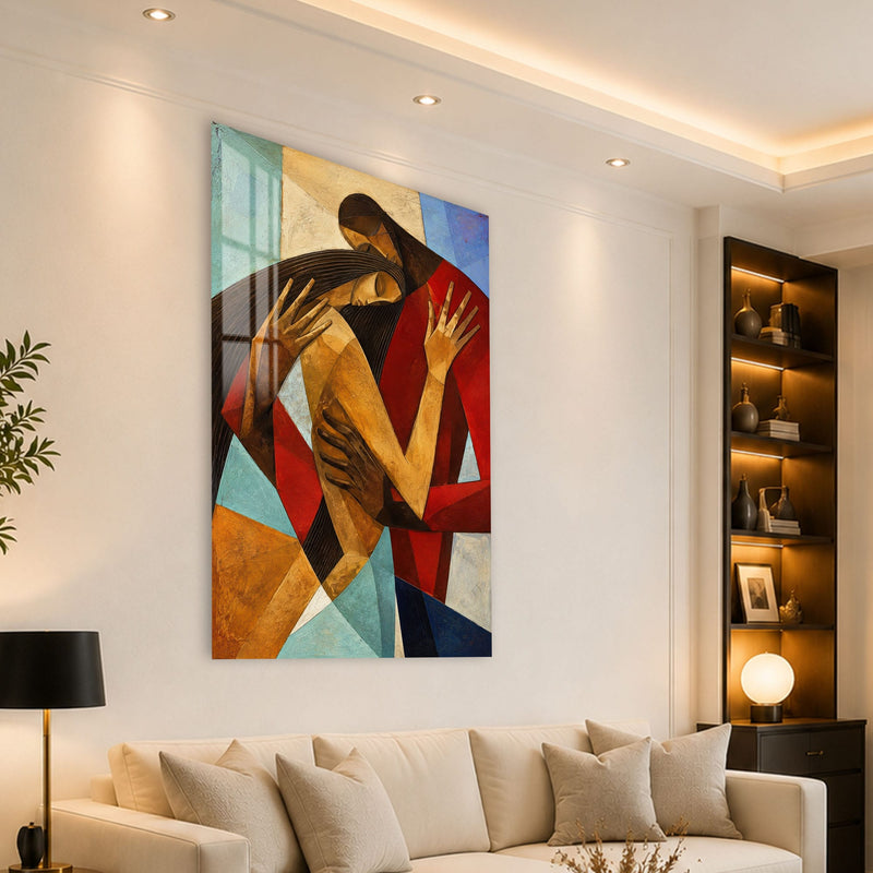 Artronauts Glass Print Geometric Embrace Glass Wall Art