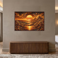 Cyber Sunset Valley with walnut frame