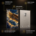 Golden Eagle — tempered glass, ultra HD print, ready to hang