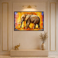 Artronauts Glass Print 18x12 cm | 7.1"x4.7" / Walnut Sunset Elephant Glass Wall Art