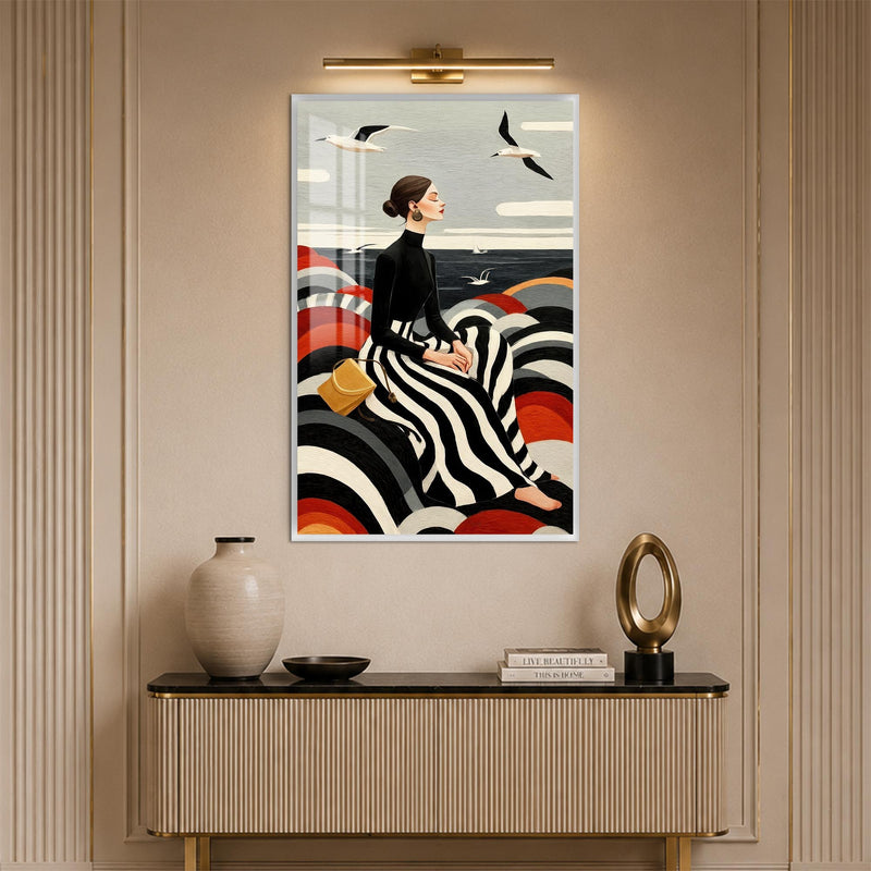 Seaside Serenity with white frame