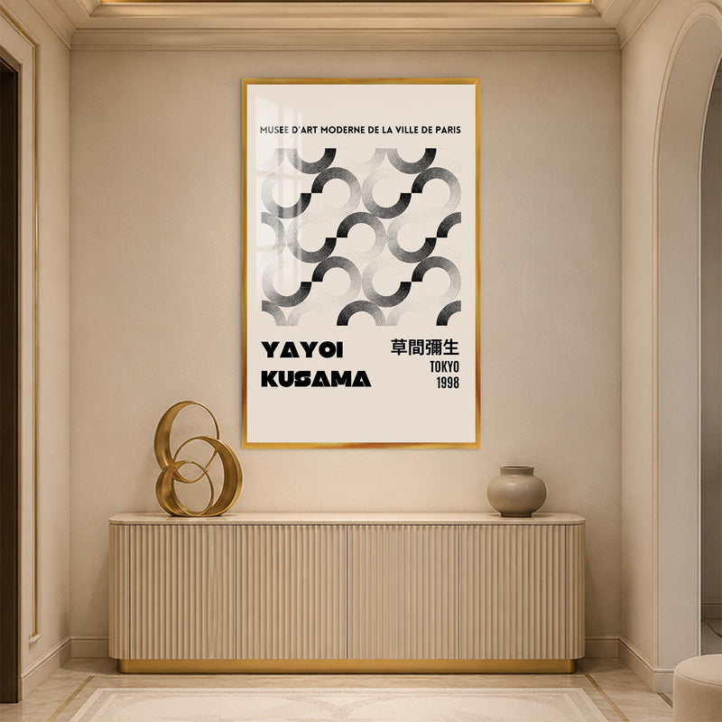Yayoi Kusama Retro Poster with gold frame