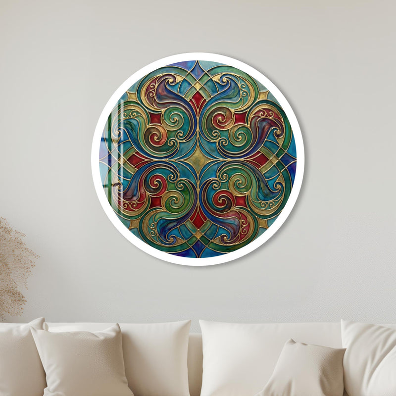 Art Nouveau Enamel Scrollwork with white frame