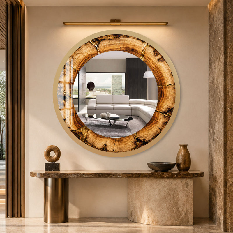 Golden Timber Rings with gold frame