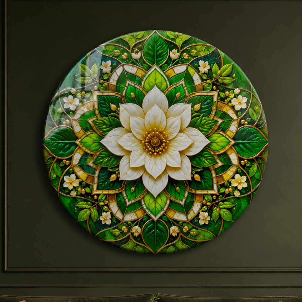 White Blossom Mandala in a modern room