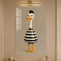 Striped Duck Character in a modern room