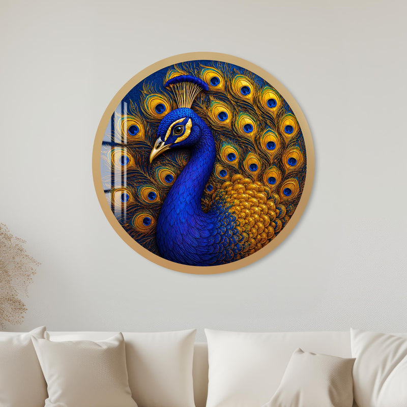 Regal Peacock Splendor with gold frame