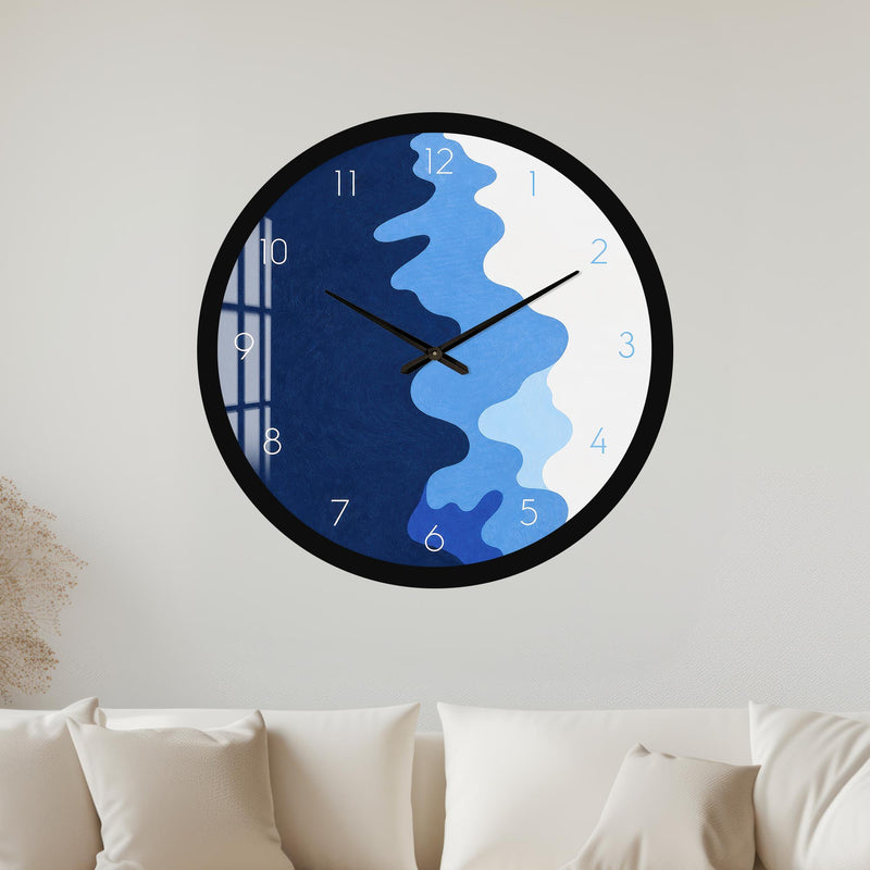Blue Tidal Abstract with black frame