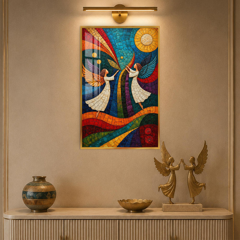 Celestial Angel Mosaic with gold frame