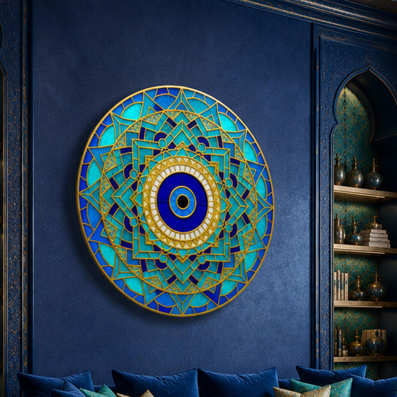 Blue Gold Evil Eye Star Mandala lifestyle view