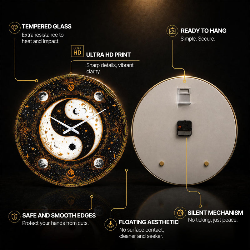 Celestial Yin Yang — tempered glass, ultra HD print, ready to hang
