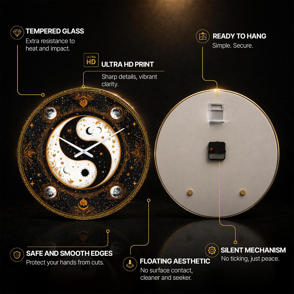 Celestial Yin Yang — tempered glass, ultra HD print, ready to hang