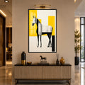 Geometric White Horse with black frame