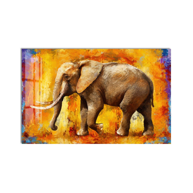 Artronauts Glass Print Sunset Elephant Glass Wall Art