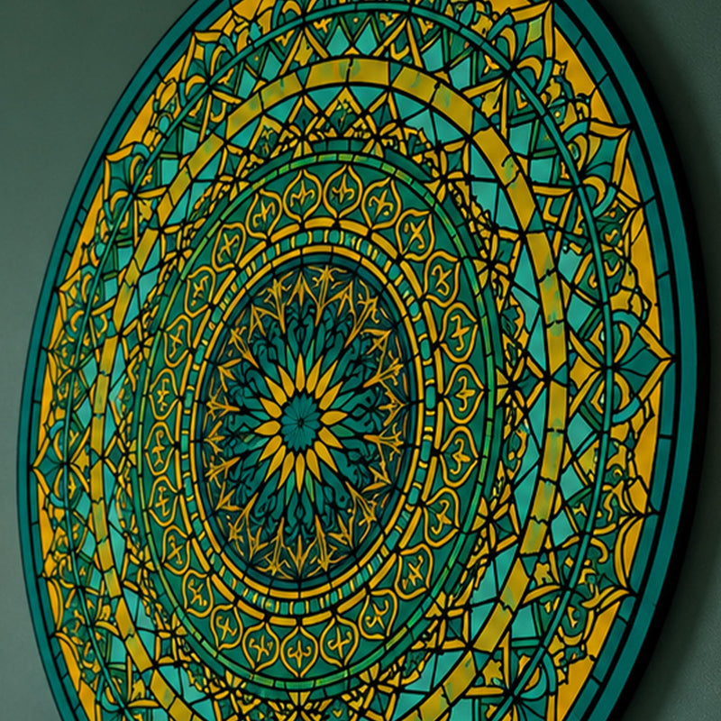 Teal Gold Rose Window Mandala lifestyle view