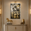Galloping White Horses with silver frame