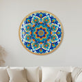 Turquoise Floral Mandala with gold frame