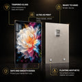 Midnight Peony — tempered glass, ultra HD print, ready to hang