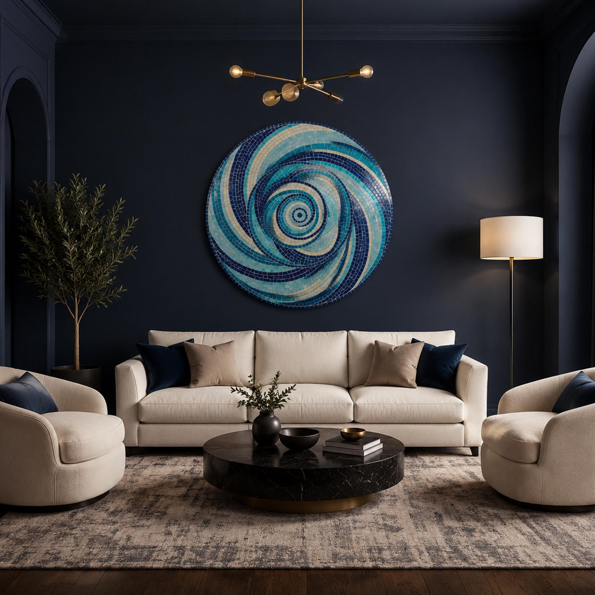 Ocean Spiral — tempered glass, ultra HD print, ready to hang