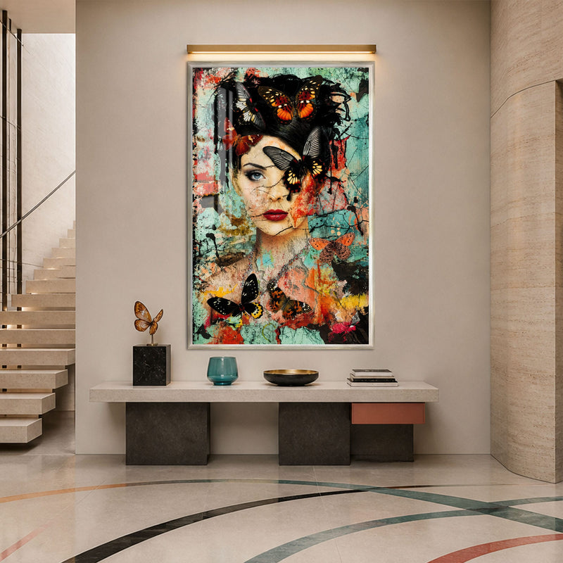 Artronauts Glass Print 12x18 cm | 4.7"x7.1" / Silver Butterfly Muse Glass Wall Art
