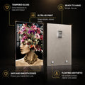 Butterfly Blossom Muse — tempered glass, ultra HD print, ready to hang