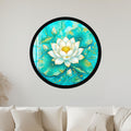 Turquoise Lotus with gold frame