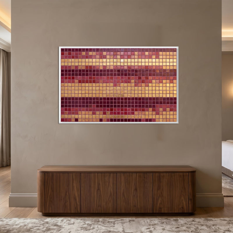 Crimson Mosaic Rhythm with white frame