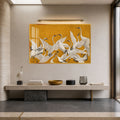 Golden Cranes in Flight with gold frame