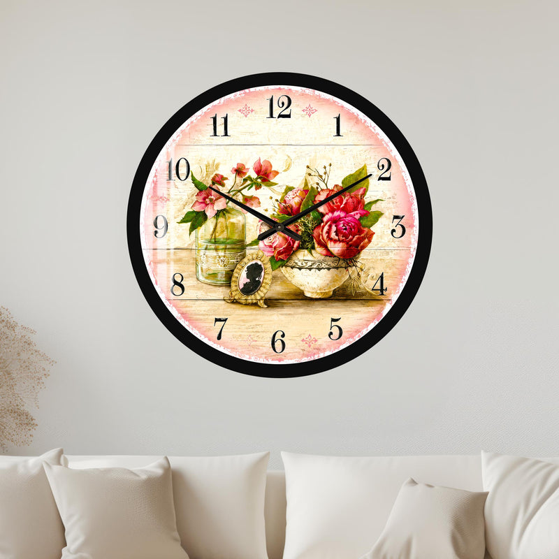 Vintage Rose Bouquet with black frame