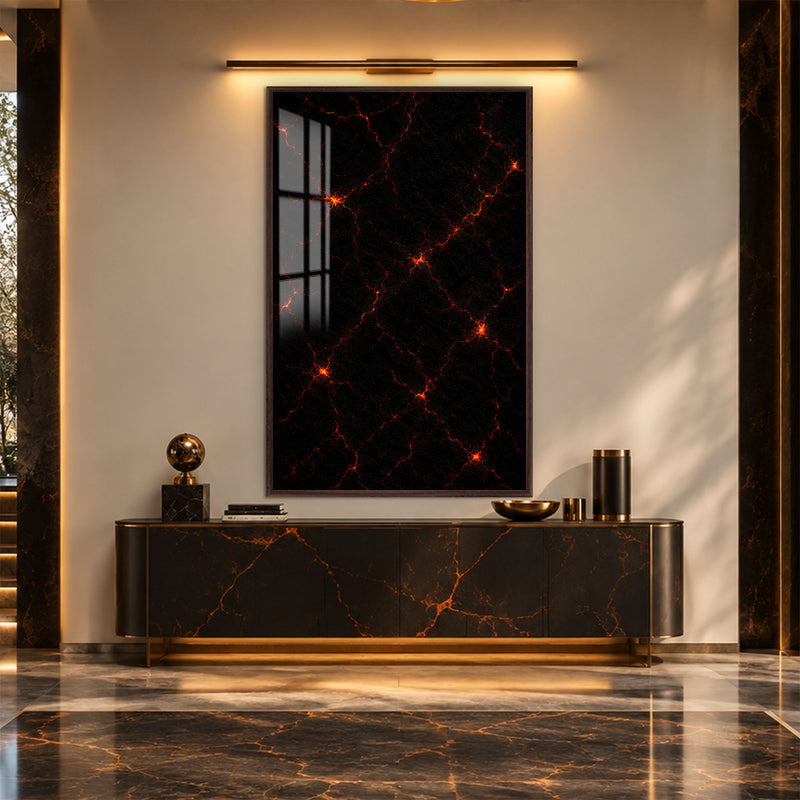Molten Ember Veins with walnut frame