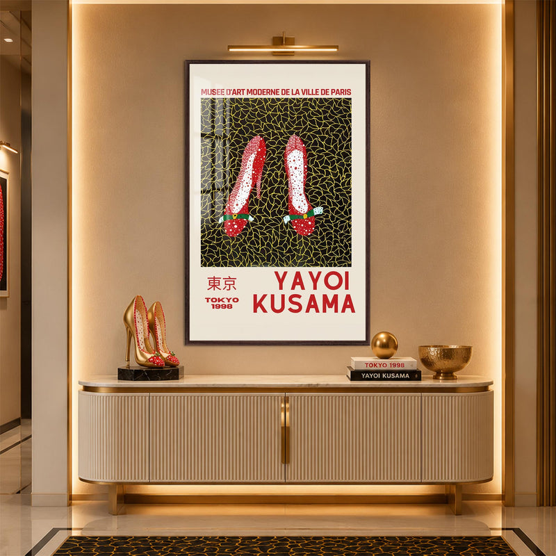 Avant-Garde Red Heels with walnut frame