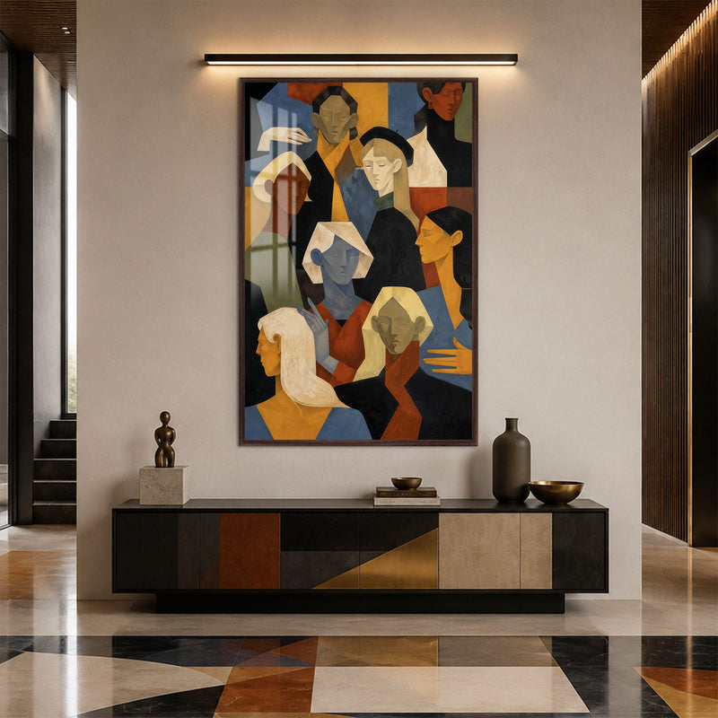 Artronauts Glass Print 12x18 cm | 4.7"x7.1" / Walnut Gathered Voices Glass Wall Art