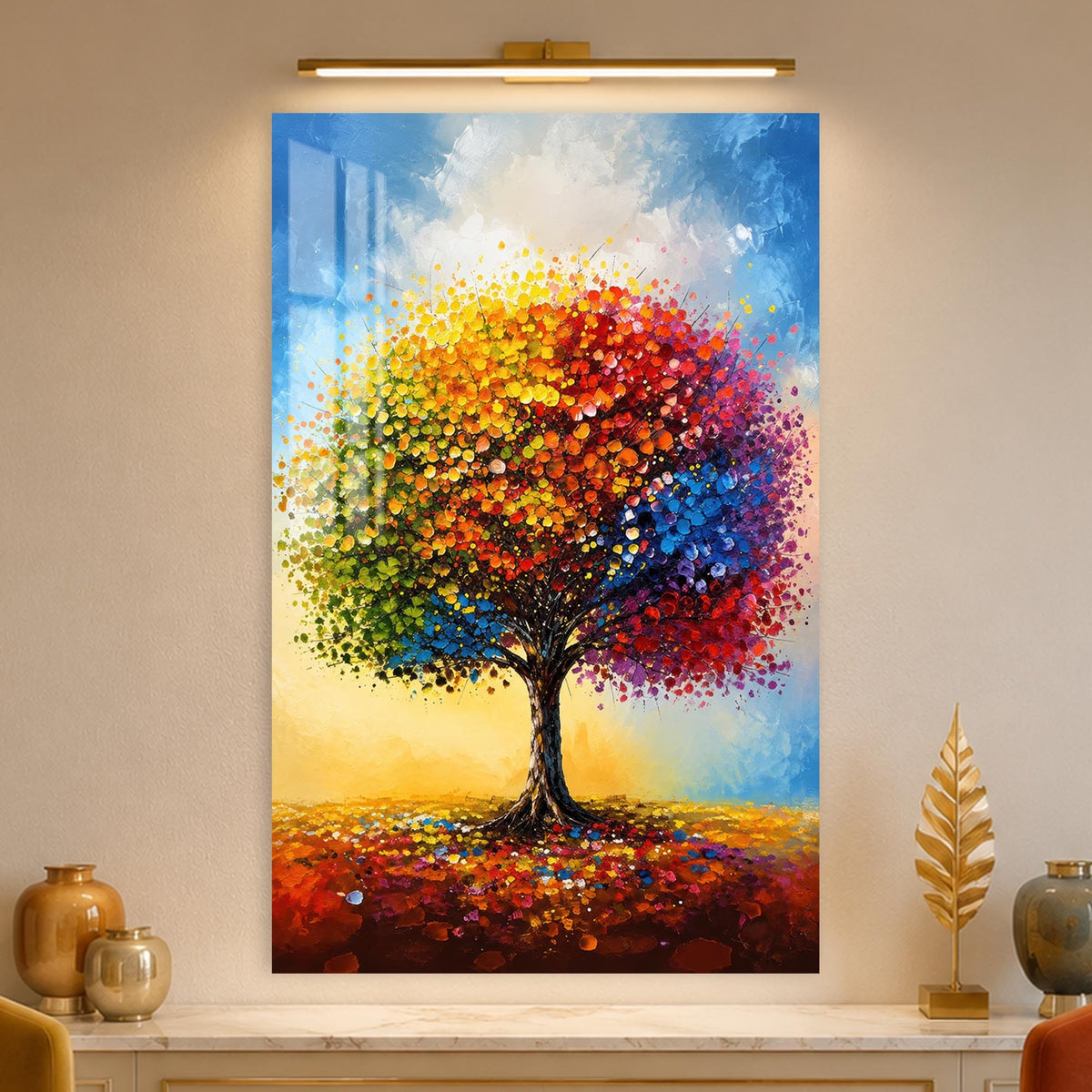 Artronauts Glass Print Rainbow Tree Mosaic Glass Wall Art
