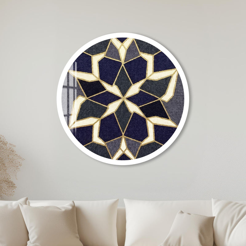 Navy Gold Star Tile Mosaic with white frame