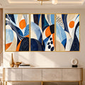 Blue Orange Abstract with gold frame