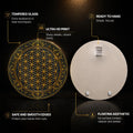 Golden Flower of Life — tempered glass, ultra HD print, ready to hang