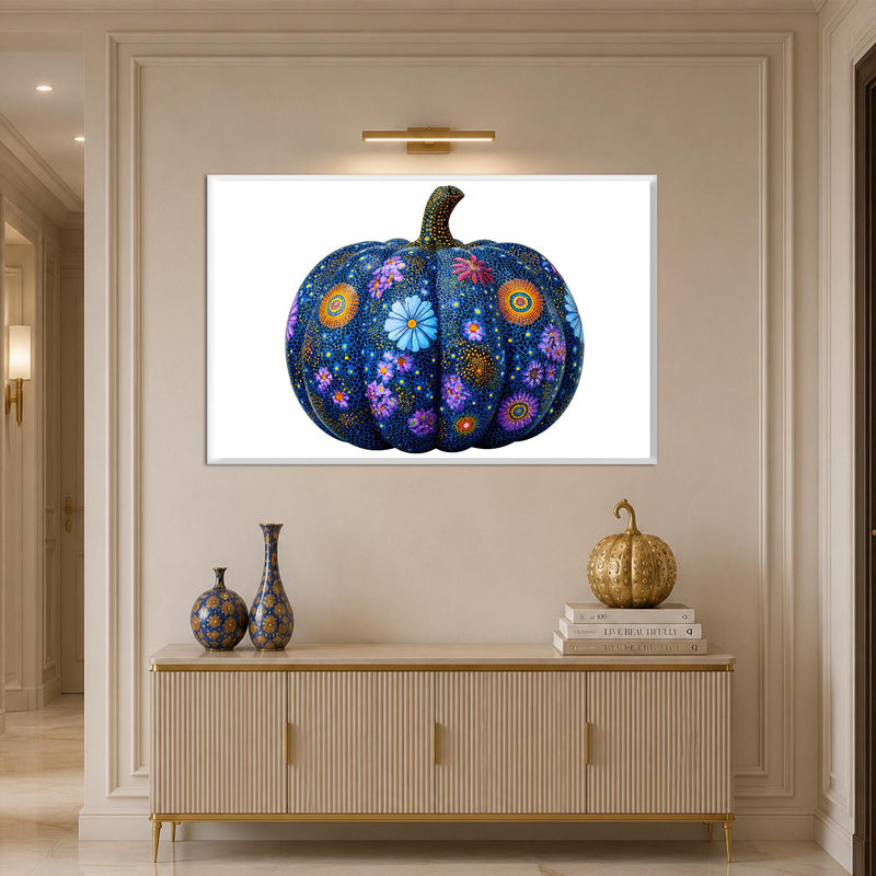 Midnight Floral Pumpkin with white frame