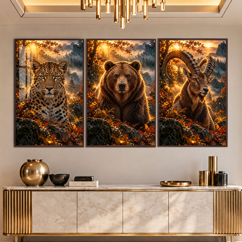 Golden Wilderness with walnut frame