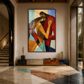 Artronauts Glass Print 12x18 cm | 4.7"x7.1" / Walnut Geometric Embrace Glass Wall Art