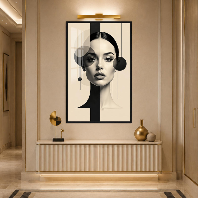 Geometric Monochrome Beauty with black frame